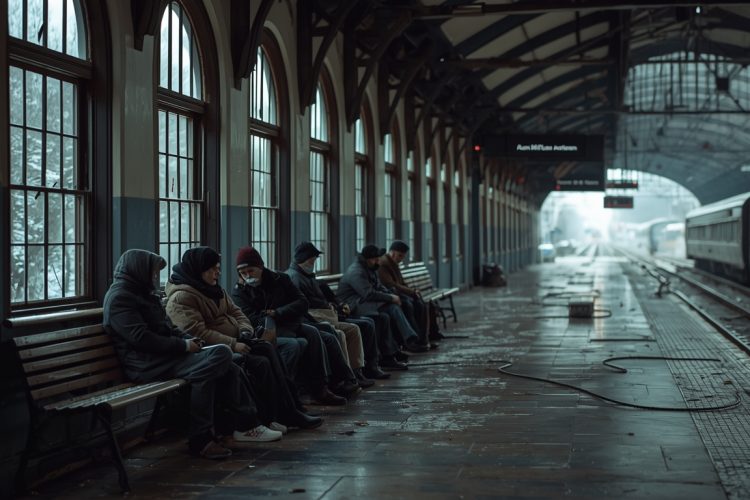 Tnd wartehalle gesellschaft fortschritt bahnhof zug